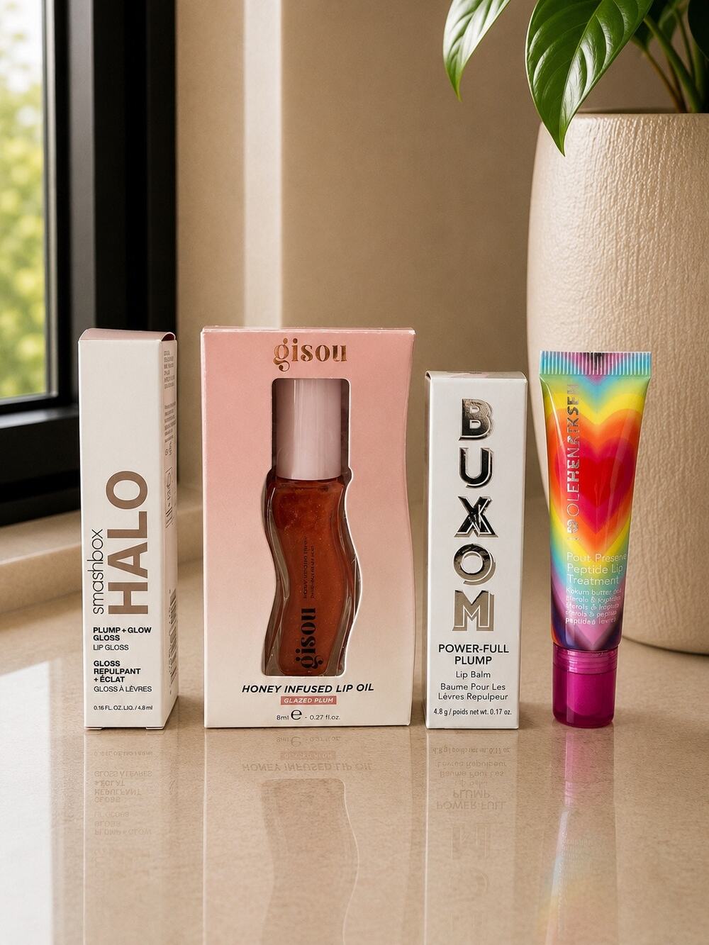 $100 Luxe Lip Edit Bundle Gisou Ole Henriksen Buxom Smashbox Full Size NIB